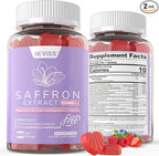 Saffron Supplements Gummies 100mg - 100% Pure Saffron Extract With Magnesium Glycinate, L-Theanine, Turmeric, Ashwagandha, Honey & Vitamin B Complex for Mood & Power, Antioxidant, Vitality - 120 Count