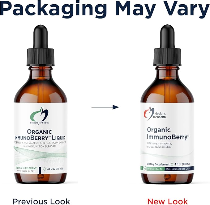 Designs for Health Elderberry Syrup with Wild Cherry Bark - Organic ImmunoBerry Liquid - Astragalus, Shiitake + Maitake Mushroom - Immune Support Supplement for Adults + Kids (118 Servings / 4oz)