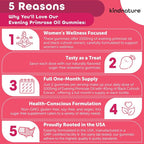 kindnature Evening Primrose Oil Gummies for Women – 1000mg + Black Cohosh – PMS, Perimenopause & Menopause Support – Vegan, Sugar-Free, Non-GMO