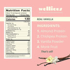 wellious Almond Protein Powder (Vanilla) - 18 Grams of Pure Healthiest Vegan Protein for Women & Men - Perfect Soy-Free & Smooth Gut Friendly Protein Powder for Sports Nutrition