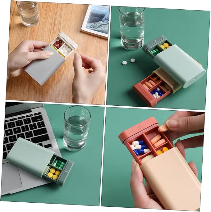 ORFOFE 4pcs Portable Vitamin Container Assorted Color Travel Cases for Daily Medication Organizer Lightweight and Durable Material for Travel and Business Use