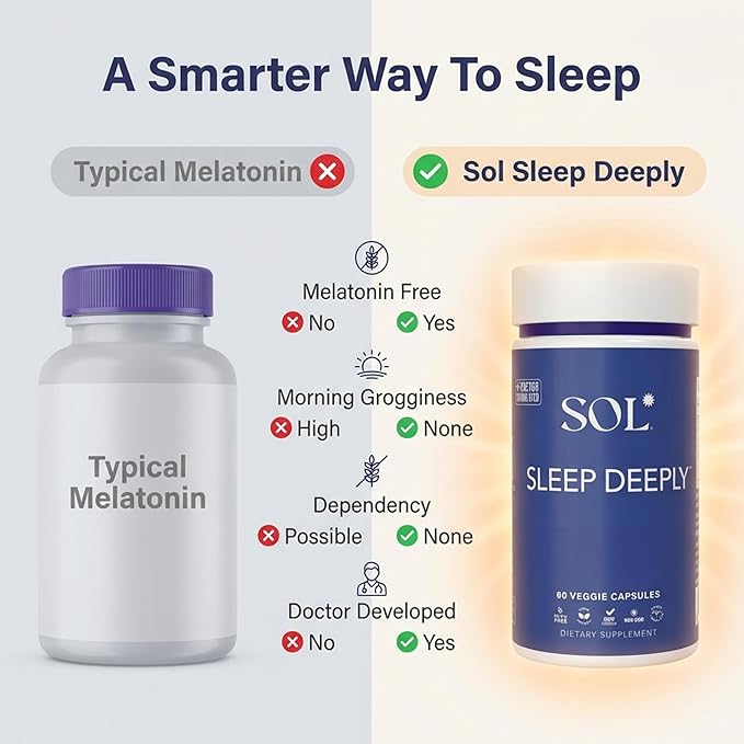 Sleep Aid Without Melatonin for Adults - 60 Capsules - Herbal, Vegan & Gluten Free Sleep Supplement Aid - Pastillas para dormir - Sleep Deeply Made in the USA