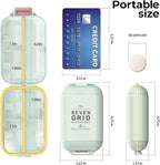 7 Compartments Travel Pill Organizer, Foldable Portable Airtight Daily Pill Box, Compact Pill Case for Purse & Pocket, BPA-Free Medicine Organizer for Vitamins Fish Oil Supplements (Green)