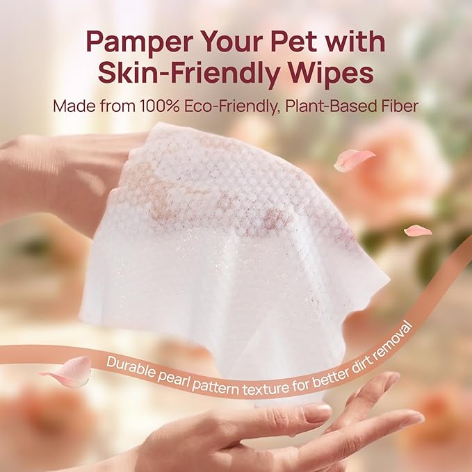 HICC PET Wipes for Dogs and Cats, Vet-Recommended Pets Cleaning Wipes, Deodorizing Hydrating, Nourishes Smoothes Fur, Fermented Coconut Oil Grooming Horse Skin, Coat & Hoof, Unscented, 100 Count