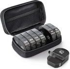 AUVON Canvas Bag Travel Pill Organizer 2 Times a Day, Large AM/PM Weekly Pill Box 7 Day Pill Case with Portable Black Zipper Cloth Bag for Holding Supplements, Vitamins and Fish Oils