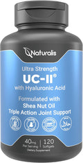 Naturalis UC-II 40 mg with Hyaluronic Acid and Shea Nut Oil | Enhanced Undenatured Type II Collagen for Better Joint Health, Mobility & Flexibility | Gluten-Free & Non-GMO | 120 Softgels