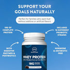 MRM Nutrition Whey Protein - Chocolate Flavored, Microfiltered Whey Protein Isolate & Concentrate, 16 Different Probiotic Strains, BCAAs, & Digestive Enzymes, Gluten Free, for Women & Men - 16 Servings