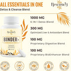 Resciency Detox Binder Supplement – Activated Charcoal, Zeolite, Bentonite Clay, Milk Thistle, Proprietary Blends - Liver & Gut, Max Absorption, 180 Vegan Capsules
