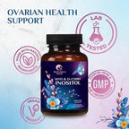 Myo-Inositol & D-Chiro Inositol 1025mg - 40:1 Ideal Ratio for Ovarian Support, Vegan Myo & D Chiro Supplement for Women's Natural Balance and Hormone Support, Vitamin B8, Non-GMO - 60 Capsules