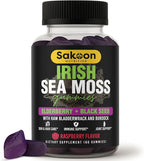 Sakoon nutrition Irish Sea Moss Gummies with Elderberry & Black Seed Oil - Overall Wellness Support | Rich in Vitamins, Raspberry Flavor | 60 Gummies