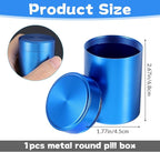 Small Pill Case Metal Portable Aluminium Alloy Round Pill Box Container Waterproof Pocket Medicine Box Holder Organizer Travel Camping Daily Outdoor Supplements Bottle for Vitamin Fish Oils
