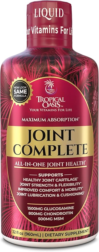 Joint Complete Premium- Liquid Joint Supplement w/Glucosamine, Chondroitin, MSM, Hyaluronic Acid – for Bone, Joint Health - 96% Max Absorption– 32oz, 32 serv