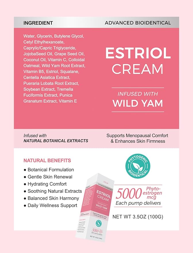 Estrogen Cream for Women–Estriol Cream for Women Menopause Support, Hydrating Phytoestrogen Moisturizer with Pueraria Mirifica & Soy Isoflavones, Firms Skin and Hormone Balance, 3.5 oz