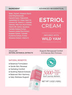 Estrogen Cream for Women–Estriol Cream for Women Menopause Support, Hydrating Phytoestrogen Moisturizer with Pueraria Mirifica & Soy Isoflavones, Firms Skin and Hormone Balance, 3.5 oz