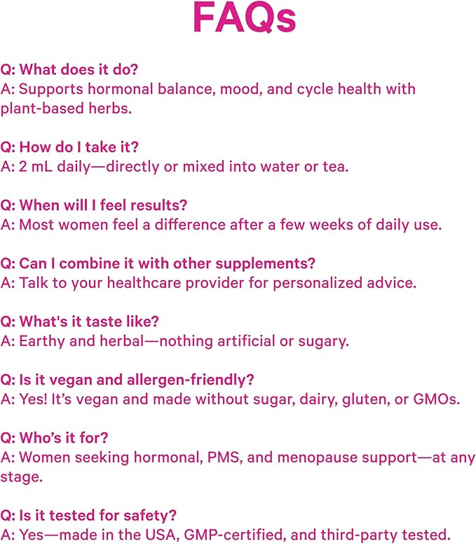 Pink Stork Hormone Balance Drops for Women - Supports Hormonal Health, PMS, Perimenopause & Mood, with Red Raspberry Leaf & Wild Yam - Liquid Supplement - Vegan, 2oz, 30 Servings