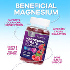 Magnesium Citrate Gummies for Adults & Kids - High Absorption Magnesium Supplements - Premium Calm, Relaxation, Muscle, Nerve, Bone & Heart Support - Great-Tasting Vegan Gummy Supplement - 120 Gummies