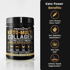 Keto Multi Collagen Peptides 16.2 oz - Bone Broth Protein Powder, with 5 Types Hydrolyzed Collagen, MCT Oil & Biotin for Skin, Joints, Hair & Nails, Unflavored Collagen Powder
