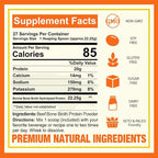 Zammex Pure Grass Fed Beef Bone Broth Protein Powder, 20g Protein, Hydrolyzed Collagen Supplement for Healthy Skin, Nails, Hair, Joints, Non-GMO, Gluten Free, Paleo & Keto Friendly, Great in Soup