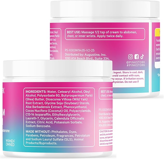 Pink Stork Wild Yam Cream for Hormone Balance | Doctor-Formulated | Topical Alternative to Supplements for Women | PMS, Fertility, Perimenopause, Menopause Support - Unscented, 4 oz, 1 Month Supply
