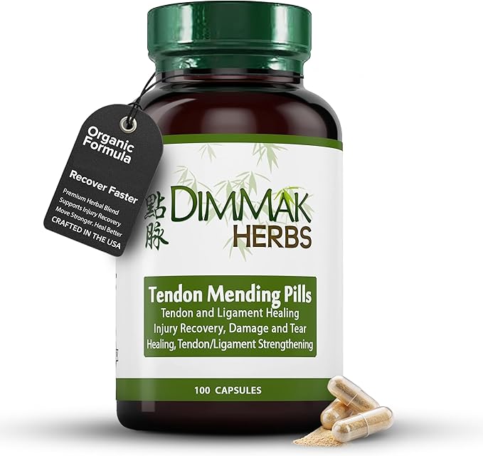 Dimmak Herbs Tendon Mending Pills- Tendon & Ligament Support- Advanced Mobility Formula for Stiffness, Rotator Cuff & Achilles Recovery- Daily Soft Tissue & Injury Repair- Vegan TCM Formula