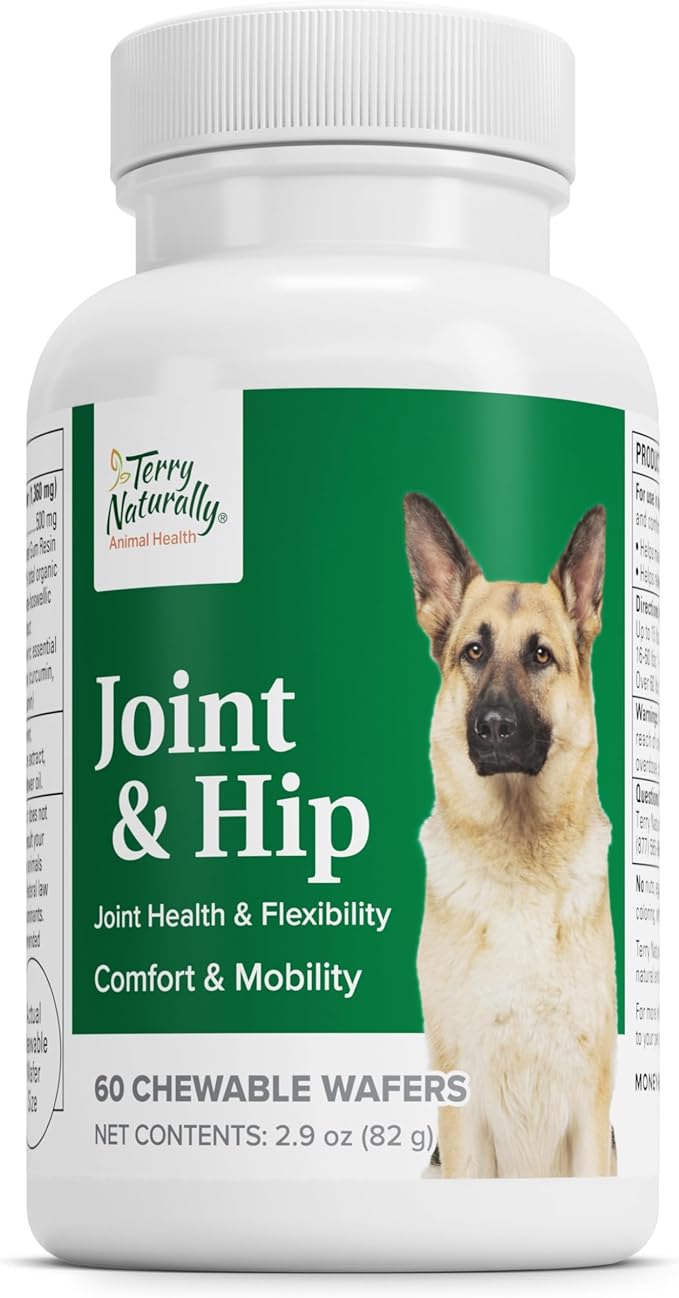 Terry Naturally Joint & Hip - Dog Health Supplement for Joint & Hip Support - Muscle Health Formula - Joint Health Support for Dogs - Pet Care Supplies - 60 Chewable Wafers