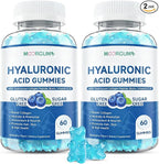 1000mg Hyaluronic Acid & Collagen Peptide Supplements with Biotin, Vitamins C & E - Hair Skin Nails Health Support for Men & Women, Blueberry Flavor, Gluten-Free 120 Gummies