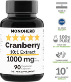 MONOHERB Cranberry Extract 1000 mg - 90 Vegetarian Capsules