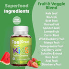 Feel Great Super Green Gummies for Kids | Fruit and Vegetable Gummies | Vegan Veggie Gummy Multivitamin for Kids | Veggie Fiber Supplement | 60 Count