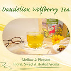 WT WEETEE Dandelion Wolfberry Tea Bags 200g 60-80 Cup, 7 Natural Herbal Ingredients Goji Berry Chrysanthemum Cassia Seed, Wolfberry & Dandelion Herbal Tea
