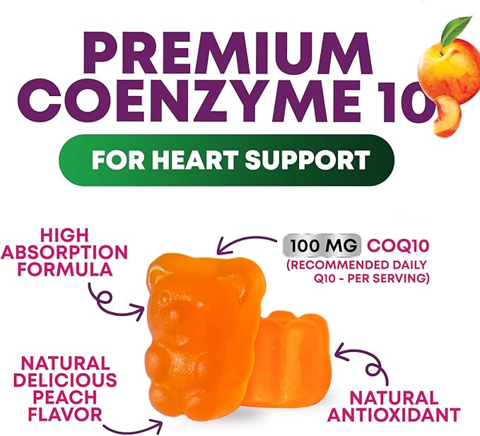 CoQ10 Gummies for Adults - Coenzyme Q10 100mg Per Serving - 3X Strength, High Absorption Antioxidant Supplement for Heart Health Support & Energy Production - Co Q10 (Coq 10) Supplements - 120 Gummies
