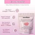 Collagen Gummies for Women | Biotin, Vitamins, Probiotics & Ashwagandha | Skin, Hair & Nails Supplement | Sugar Free, Non-GMO, Gluten Free | Strawberry Flavor - 30 servings