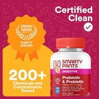 SmartyPants Adult Probiotic & Prebiotic Gummies for Digestive Health: 6 Billion CFU Gut Health Supplement, Clinically Studied Prebiotic for Immune Support, Grape, 60 Count (30 Day Supply)