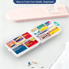 2026 New Extra Large Pill Box with Medicine Labels Travel Essentials Daily Med Container Mini Medication Organizer Storage Organizer Case 7 Day Pill Organizer(White)