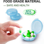 3PCS Small Pocket Daily Pill Box Organizer - Portable Travel Wallet with Individual Compartments - Compact, Convenient and Easy-to-Use Mini Pill Container for On-the-Go Medication Management (Blue)