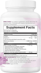 Micro Ingredients Multi Collagen Pills for Women & Men, 240 Capsules | Type I, II, III, V, X | Hydrolyzed Peptides with Biotin, Hyaluronic Acid, & Fat Soluble Vitamin C Complex | Non-GMO, Filler Free