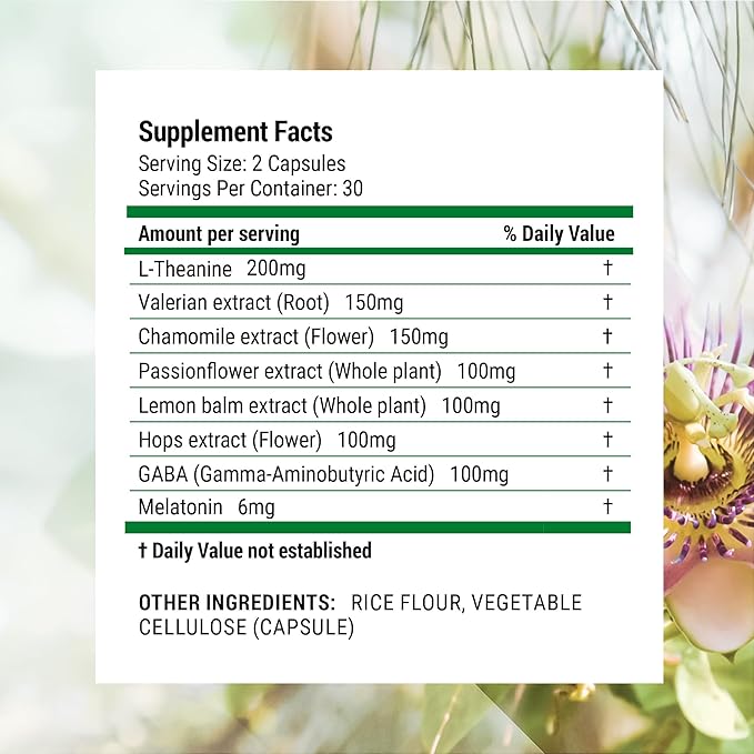 Nested Naturals Luna Sleep Aid - Non-Habit Forming Natural Sleeping Pills for Adults with Naturally Sourced Ingredients - Valerian Root, Melatonin, Chamomile, Lemon Balm, and More - 60 Vegan Capsules