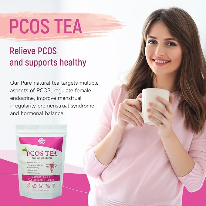 Laicuherb Organic PCOS Herbal Tea for Hormone & Menstrual Balance, PCOS Spearmint Tea Supports Women Fertility Health, Natural PCOS Tea with Nettle Leaf & Lemongrass, Pack of 5