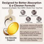 Real Good Essentials Vitamin D3 K2, Essentials D3+K2 (MK7) Coconut Oil 300 Softgels, with Vitamins D & K 10000 Iu Supports Calcium Absorption, Bone, Immune.(1)