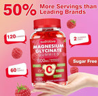 Magnesium Glycinate Gummies 600mg- Sugar Free Mg Potassium Supplement with Magnesium Glycinate, Vitamin D, B6 and CoQ10 for Calm Support & Sleep for Adults, 60 Days Supply ((Pack of 2), Raspberry)