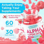 MEENCCD Alpha Lipoic Acid Gummies 600mg - ALA Supplement for Antioxidant Support, Vegan, Sugar-Free, Raspberry Flavor, 60 Count