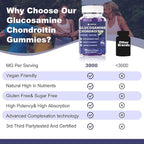 Glucosamine Chondroitin Gummies with MSM & Elderberry Extra Strength 3000MG - Joint Support, Antioxidant Immune Support Supplement for Adults, Men & Women - 90 Blueberry Gummies