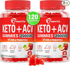 Apple Cider Vinegar Gummies, GLP-1 Support Keto ACV Gummies Max Strength 2000mg Apple Cider Vinegar with Mother, Probiotics & Vitamin B12, for Digestion, Metabolism, Cleanse & Detox Diet (2 Packs)