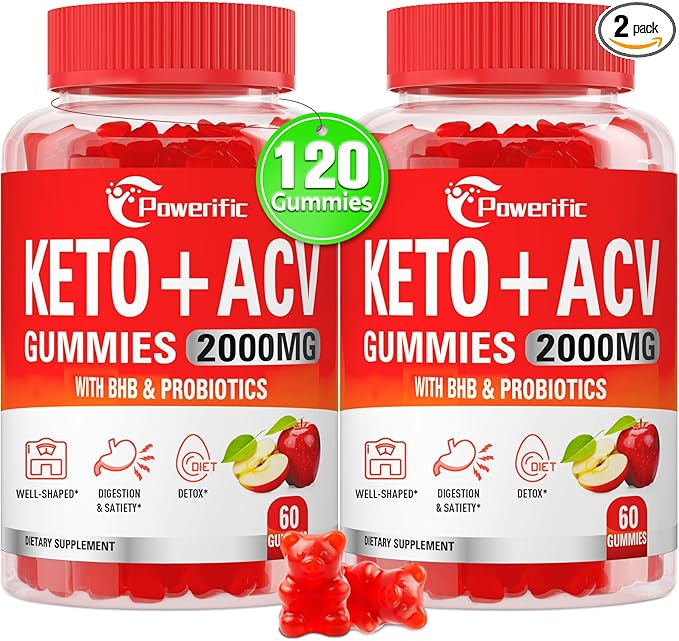 Apple Cider Vinegar Gummies, GLP-1 Support Keto ACV Gummies Max Strength 2000mg Apple Cider Vinegar with Mother, Probiotics & Vitamin B12, for Digestion, Metabolism, Cleanse & Detox Diet (2 Packs)