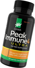 Daiwa PeakImmune4 Natural Immune Support Supplement | Enhances NK Cell Function with RBAC Rice Branand Mycelia Extract from Shiitake Mushrooms | Ultra Strength