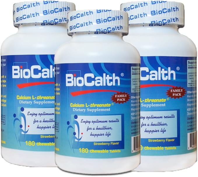 BioCalth® Chewable L-threonate Calcium Tablets, Strawberry Flavor, Patented Calcium Supplement
