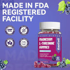 Magnesium Threonine Gummies 1000mg, L-Threonine Gummies for Adults, Great Magnesium Supplements for Brain, Non-GMO, Gluten Free, Vegan, 120 Grape Magnesium Gummies