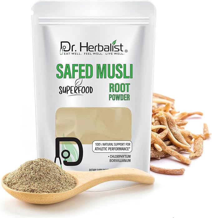 Dr. HERBALIST | 100% Natural Safed Musli Powder 200g (7.05 oz) | Premium Quality for Traditional Use, DIY, Herbal Blends & Wellness Rituals