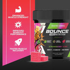 Bounce Pro Creatine Monohydrate Gummies for Men & Women, Low Calorie, 6G of Creatine per Serving, Vegan, Anti-Melting, Gluten-Free, Non-GMO (72 Count (Pack of 1), Strawberry Kiwi)