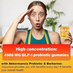 GLP-1 Supplement for Women, 5X GLP-1 Blends with Akkermansia Probiotic & Berberine, 17-in-1 High Efficiency GLP-1 Probiotic Gummies , for Energy, Digestion & Gut, Yuzu Flavor, Sugar Free - 90 Gummies