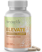 Lactation Supplement Elevate Fenugreek-Free with Organic Goat’s Rue and Lion’s Mane, Blessed Thistle & Brewer’s Yeast, Vegan, Non-GMO, Herbal Breastfeeding Support, 60 Capsules